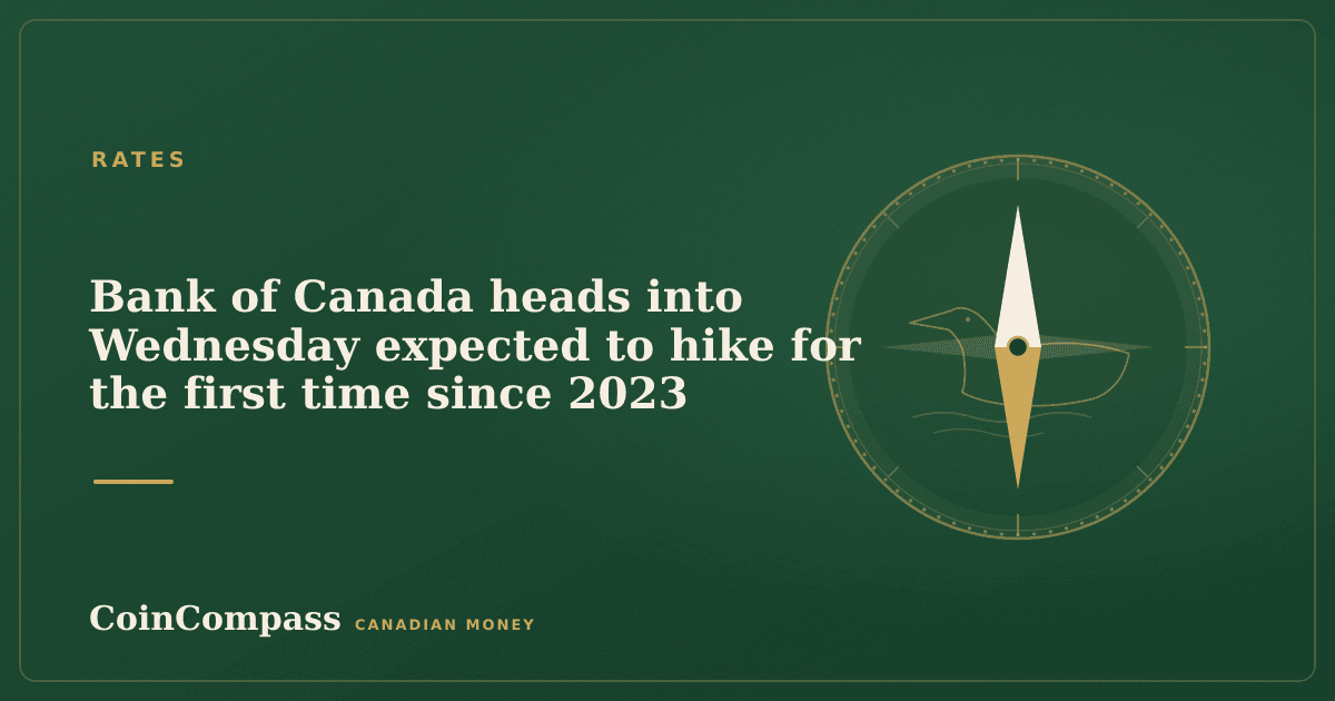 Bank of Canada heads into Wednesday expected to hike for the first time since 2023 — Rates · CoinCompass