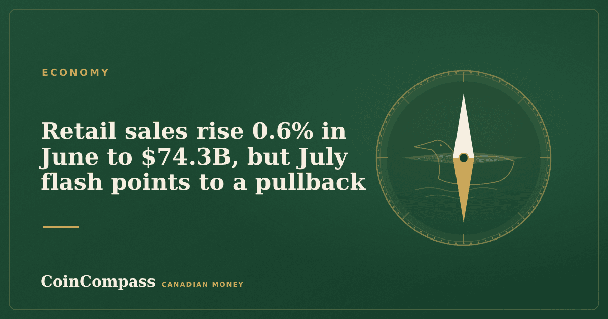 Retail sales rise 0.6% in June to $74.3B, but July flash points to a pullback — Economy · CoinCompass