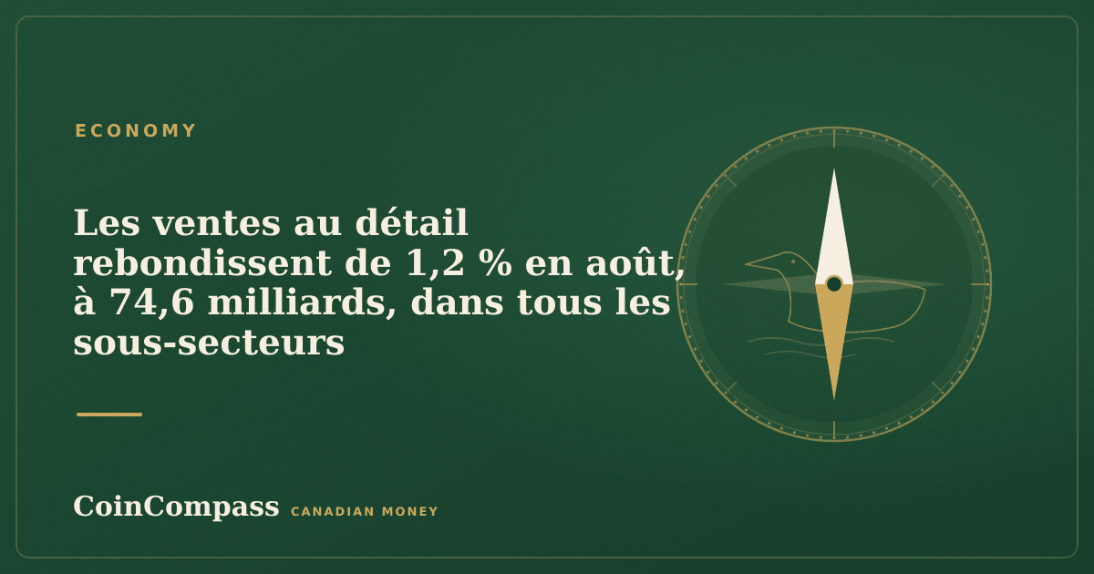 Les ventes au détail rebondissent de 1,2 % en août, à 74,6 milliards, dans tous les sous-secteurs — Economy · CoinCompass
