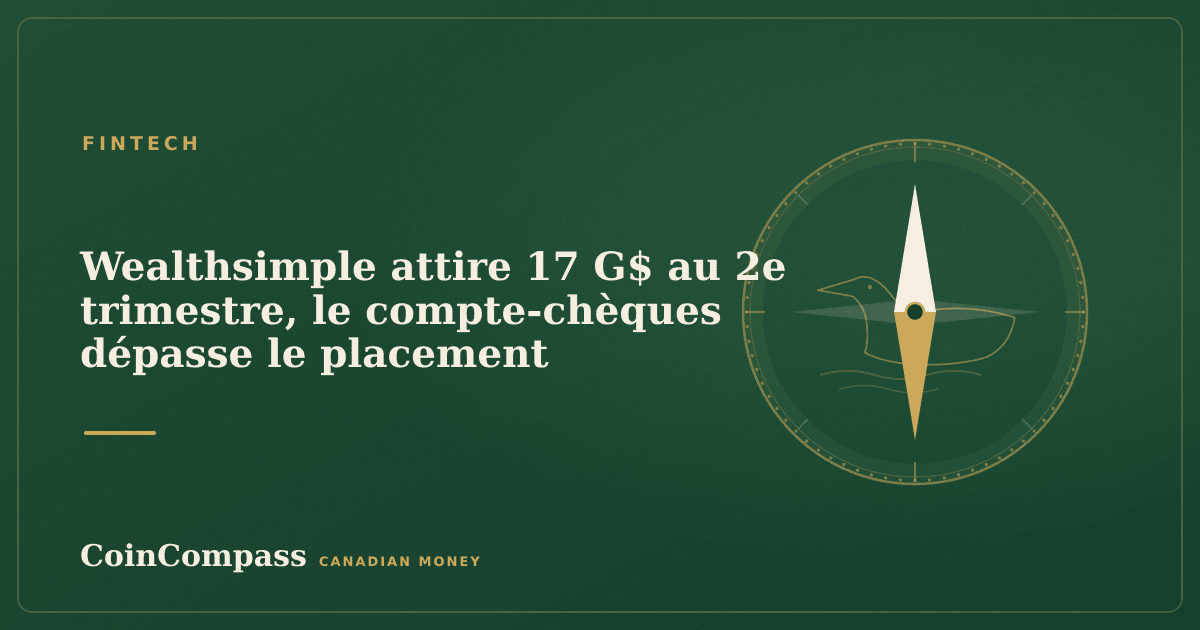 Wealthsimple attire 17 G$ au 2e trimestre, le compte-chèques dépasse le placement — Fintech · CoinCompass
